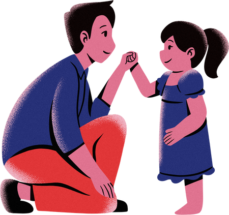 Textured Geometric Father and Daughter